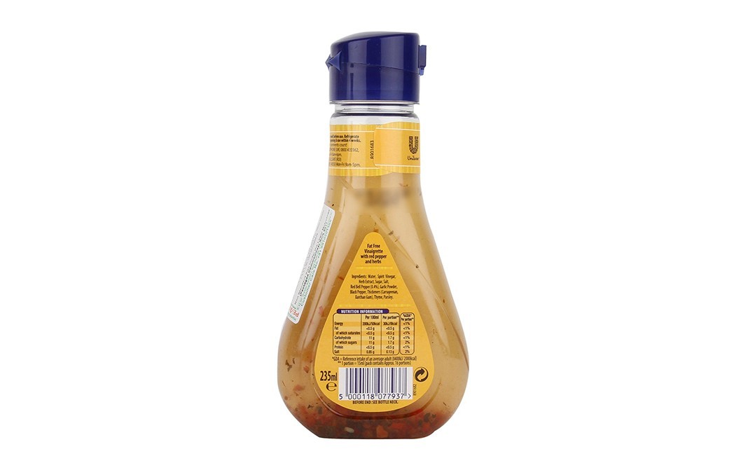 Hellmann's Fat Free Vinaigrette    Plastic Bottle  235 millilitre
